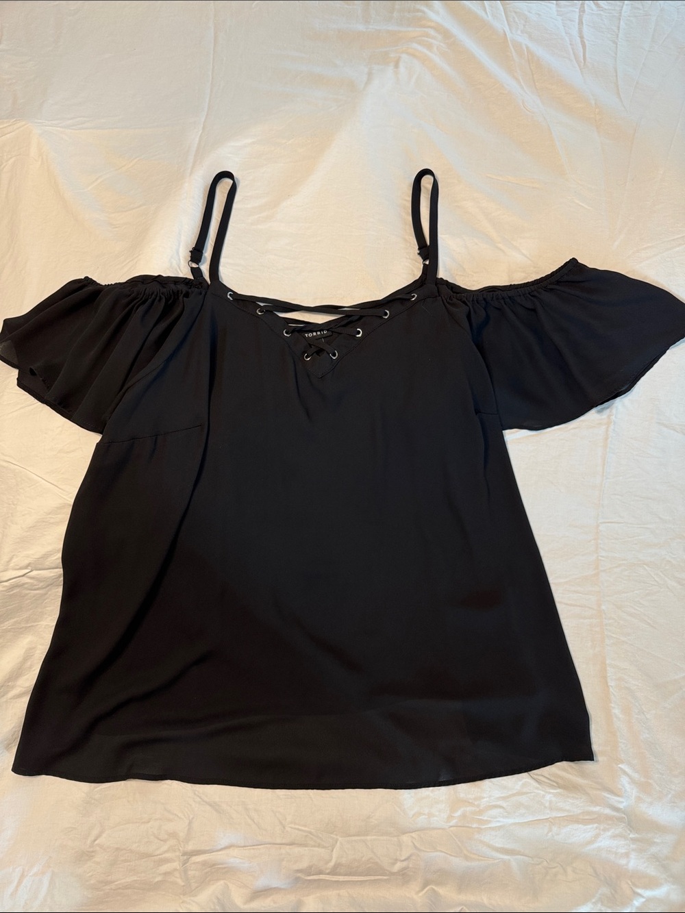 torrid Black Cold-Shoulder Lace-Up Cami Top